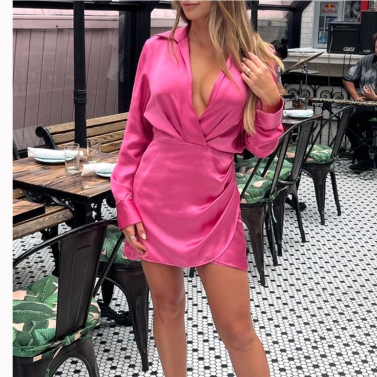 Size Small Satin Pink Dress, Gia Dress, Zara Midi Dress, Tie Maxi Dress, Wrap Mini Dress, Hot Pink Dresses, Short Playsuit, Pleated Mini Dress, Bandeau Dress