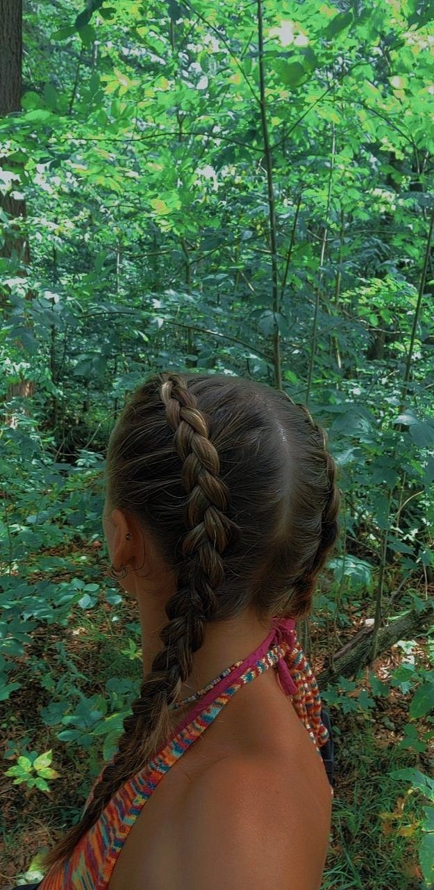 Dark Brown Hairstyles Braids, French Plaits Hairstyles, Brunette Dutch Braids, Cute Hairstyles French Braids, Two French Plaits, Aesthetic French Braids, How To Do French Plaits, Preppy Braided Hairstyles, Braided Hairstyles For Swimming