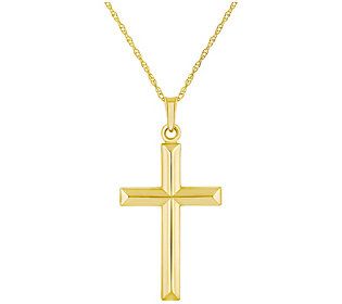 This subtly elegant necklace features a Singapore chain and a cross pendant. Yellow Gold Cross Pendant Chain Necklace, Elegant Polished Cross Pendant Necklace, Classic Formal Cross Pendant Jewelry, Formal Cross Pendant Necklace With Box Chain, Formal Cross Necklace With Polished Finish, Elegant Yellow Gold Cross Chain Necklace, Classic Cross Pendant Necklace With Polished Finish, Classic Cross Jewelry With Polished Finish, Classic Polished Cross Pendant Jewelry