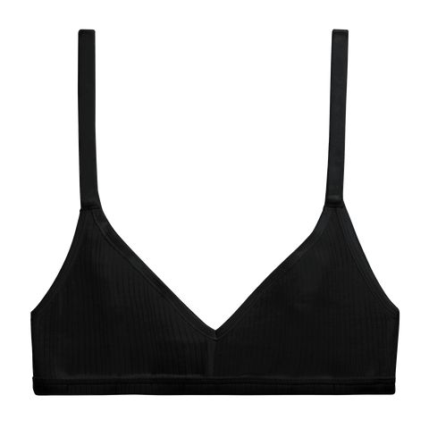 Whipped Non-Wire Bra in Black | Comfortable Lounge Bralette - Women's Bras Seamless Underwire Bra For Loungewear, Solid No-show Bra For Loungewear, Soft Touch Bra For Summer Loungewear, Seamless Low-cut Bra For Loungewear, Solid Color No-show Bra For Loungewear, Everyday Seamless Triangle Top Bra, Loungewear Triangle Top Sports Bra, Trendy Seamless Triangle Top Bra, Stretch Bra With Padded Cups For Loungewear