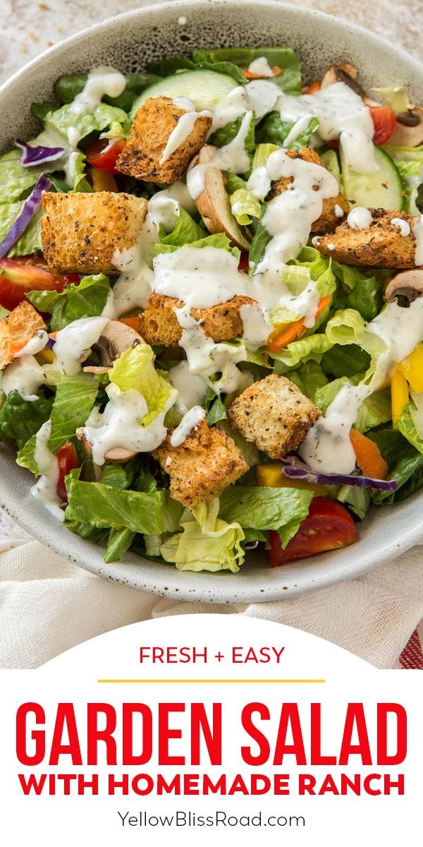 a salad with chicken and ranch dressing in a bowl