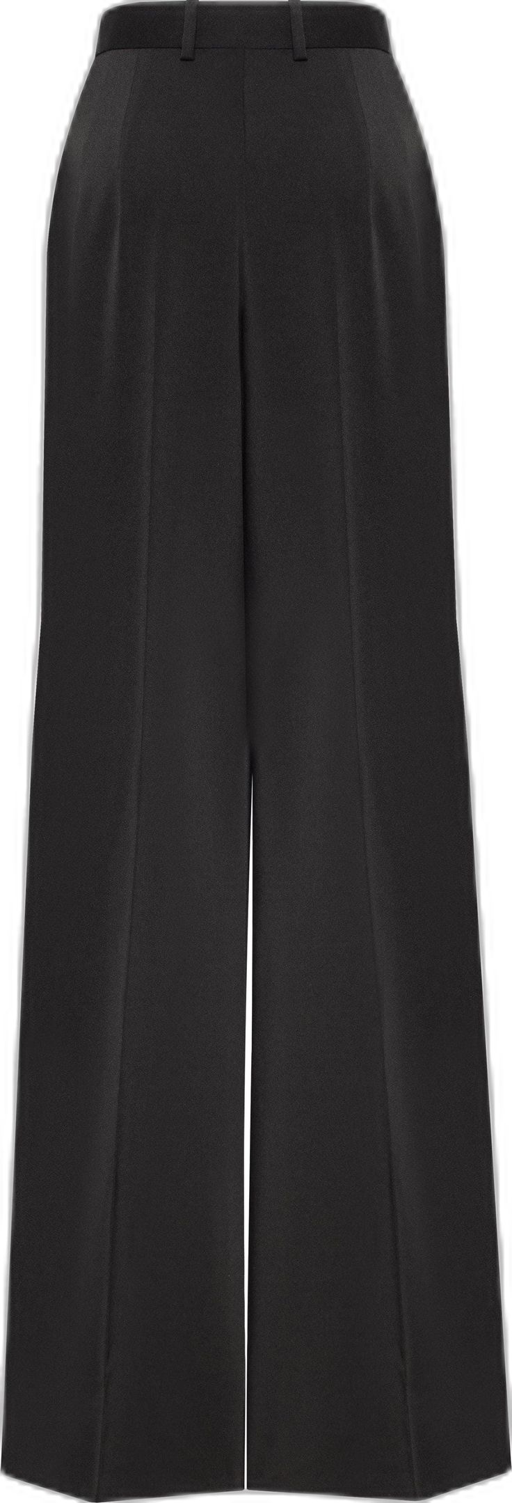 Sleek Black Stretch Dress Pants, Sleek Stretch Black Dress Pants, Elegant Wide Leg Pants For Evening, Sleek Black Ankle-length Pants, Elegant High-waisted Wide Leg Pants, Elegant Wide-leg Pants For Night Out, Elegant Party Pants With Pressed Crease, Black Wide Leg Ankle-length Pants For Evening, Black Ankle-length Wide Leg Pants For Evening