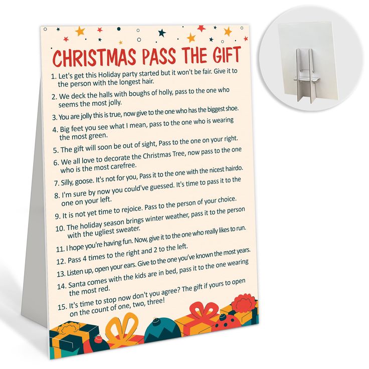 a christmas pass the gift card with an image of presents on it and a magnet