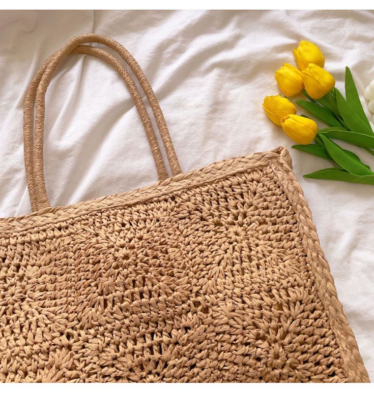 Chic large straw woven tote bag perfect for all occasions.Size approximately 44cm wide x 35cm tall (17in x 14in) Designer Style ID: 8296 Large Straw Woven Tote Bag, Summer Bag, Everyday Shoulder Bag, Beach Bag Elegant Brown Beach Bag For Vacation, Elegant Large Capacity Beach Bag For Vacation, Elegant Natural Beach Bag For Beach Season, Elegant Natural Beach Bag For Vacation, Elegant Natural Color Beach Bag For Vacation, Elegant Tote Straw Bag For The Beach, Elegant Straw Tote Bag For The Beach, Elegant Woven Beach Bag For Vacation, Elegant Vacation Crochet Bag With Open Weave