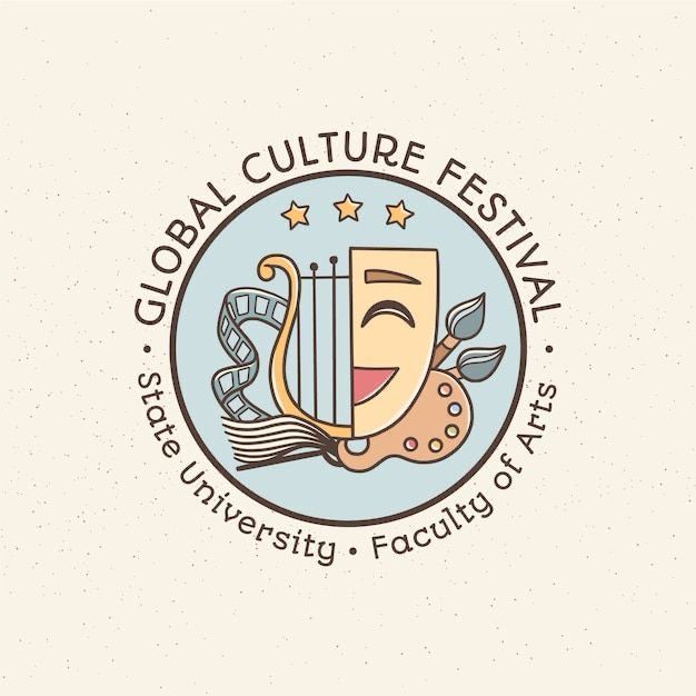 the logo for global culture festival, featuring an image of a mask with leaves on it