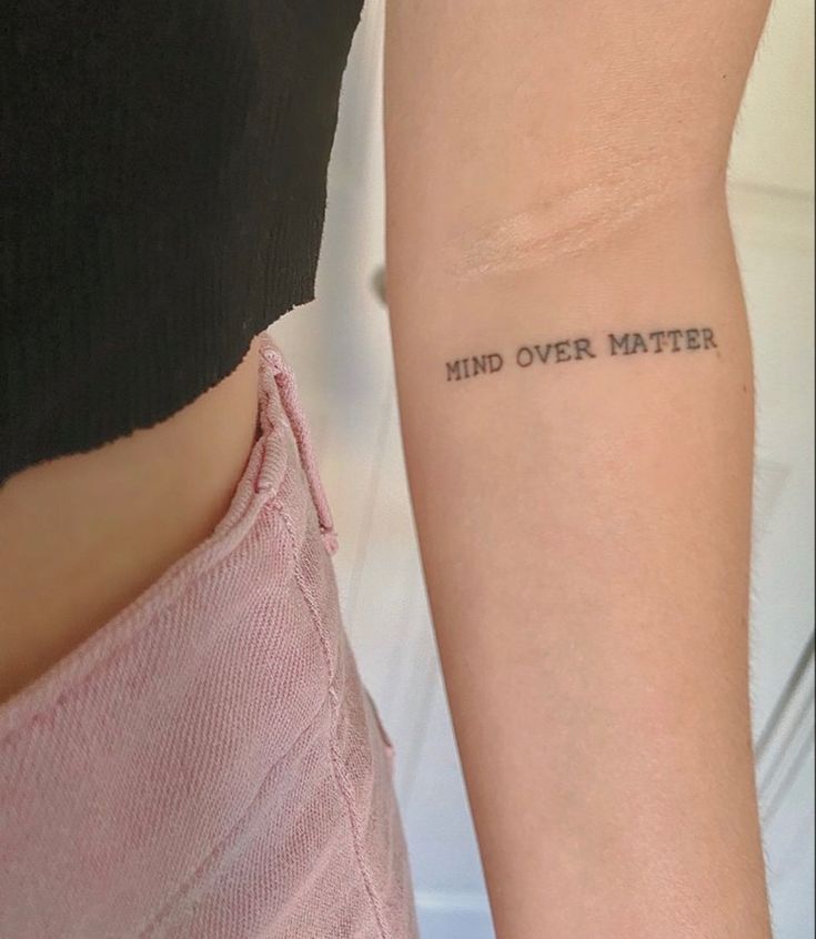 Mind Of Matter Tattoo, Sentences Tattoo Ideas, Tv Girl Tattoo Ideas, Small Tattoos Sentence, Seigfried Frank Tattoo, Tattoos About Kindness, Mind Over Matter Tattoo Frank Ocean, Small Frank Ocean Tattoo, Tattoos Sentences