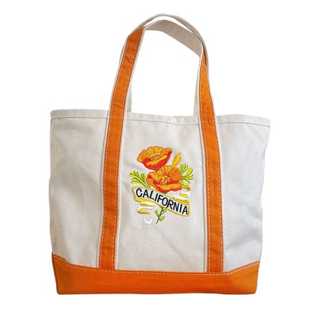 California BiG Tote White Bags With Embroidered Logo And Double Handle, White Travel Bag With Embroidered Logo, Travel Shoulder Bag With Embroidered Logo, Casual Tote Bag With Embroidered Logo, Orange Cotton Travel Bag, Travel Cotton Bag With Embroidered Logo, Travel Bag With Embroidered Logo In Cotton, Travel Canvas Bag With Embroidered Logo, White Tote Shoulder Bag With Embroidered Logo