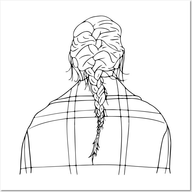 the back view of a woman's head with braids on her long hair