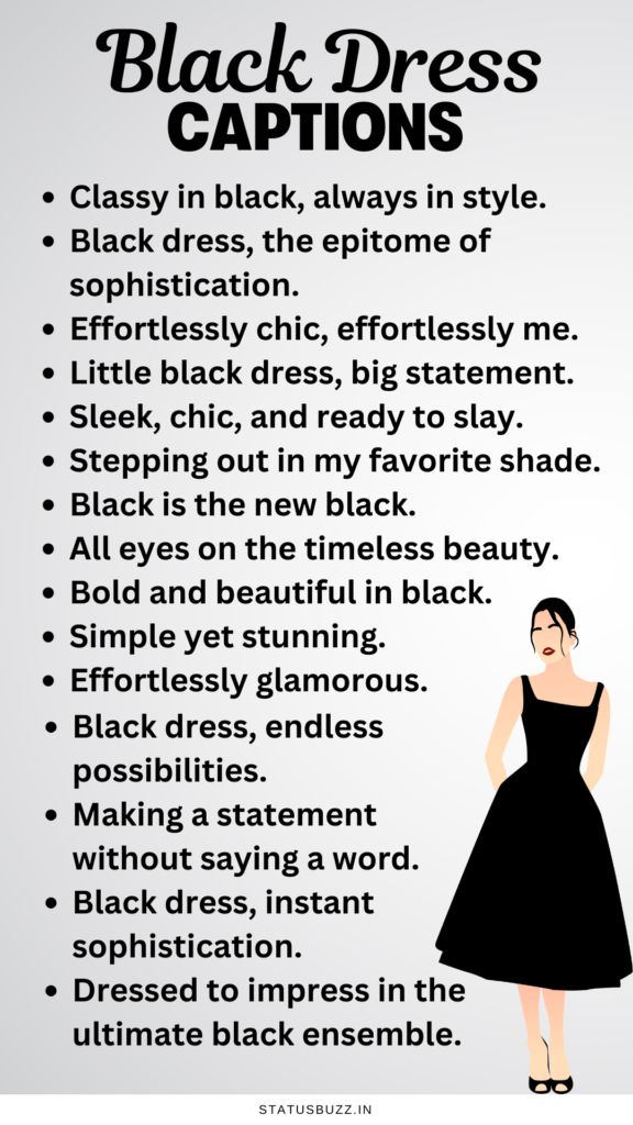 a woman in a black dress with the caption's words below it that says,