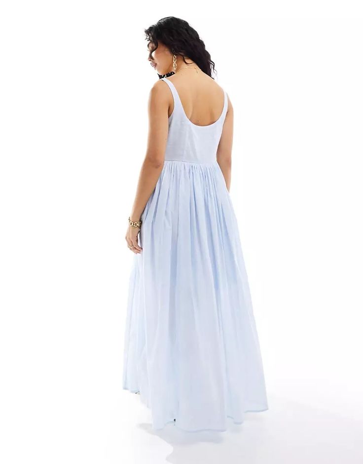 ASOS DESIGN voile picnic midi sundress in sky blue | ASOS Pale Blue Sundress, Light Blue Summer Sundress Maxi, Light Blue Maxi Length Summer Sundress, Chic Light Blue V-neck Sundress, Light Blue V-neck Sundress, Formal Dresses Graduation, Cocktail Dress Formal, Midi Sundress, Winter Party Dress