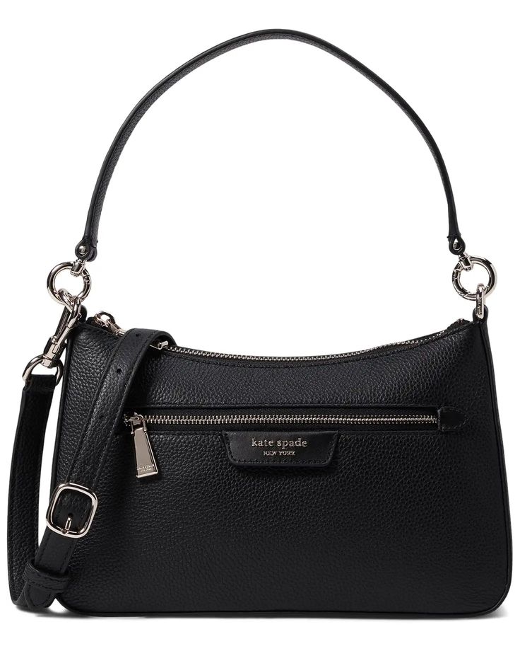 Kate Spade New York Hudson Pebbled Leather Convertible Crossbody | Zappos.com Pebbled Leather Crossbody Bag With Zipper Closure, Pebbled Leather Shoulder Bag With Zipper And Double Handle, Double Handle Pebbled Leather Shoulder Bag With Zipper, Versatile Pebbled Leather Shoulder Bag, Elegant Pebbled Leather Shoulder Bag With Zipper Closure, Elegant Pebbled Leather Shoulder Bag With Zipper, Back Bag, Pretty Bags, Kate Spade Handbags