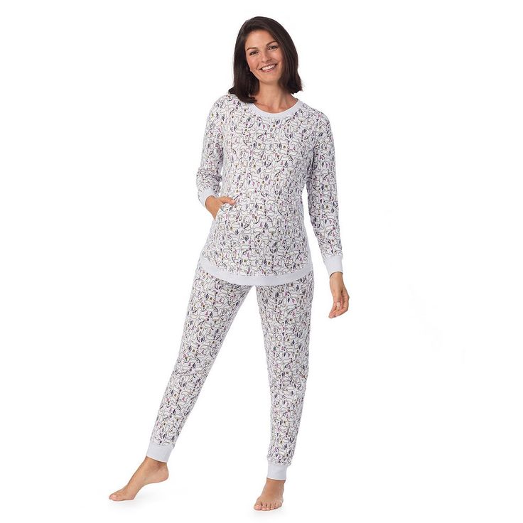 Cozy up in the casual comfort of these women's maternity pajamas from Cuddl Duds. Click on this INTIMATES & SLEEPWEAR GUIDE to find the perfect fit and more! Cozy up in the casual comfort of these women's maternity pajamas from Cuddl Duds. Click on this INTIMATES & SLEEPWEAR GUIDE to find the perfect fit and more! FEATURES 2-piece set includes: top & pants Top: crewneck, long drop-shoulder sleeves, ribbed cuffs, tulip hem, kangaroo pocket Pants: no closure - pull-on styling, ribbed cuffs, 2 pockets Unlined Sweater knit constructionFIT & SIZING Relaxed fit Low rise sits on the hip Covered elastic waistband 29-in. inseam Banded leg opening 10-in. leg openingFABRIC & CARE Polyester, spandex Machine wash and tumble dry low Imported Size: M-Mat. Color: Grey Polar Bears. Gender: female. Age Grou Maternity Pajamas, Cuddl Duds, Womens Maternity, Polar Bears, Pajama Bottoms, Knit Crewneck, Pajama Top, Pocket Pants, Sweater Knit