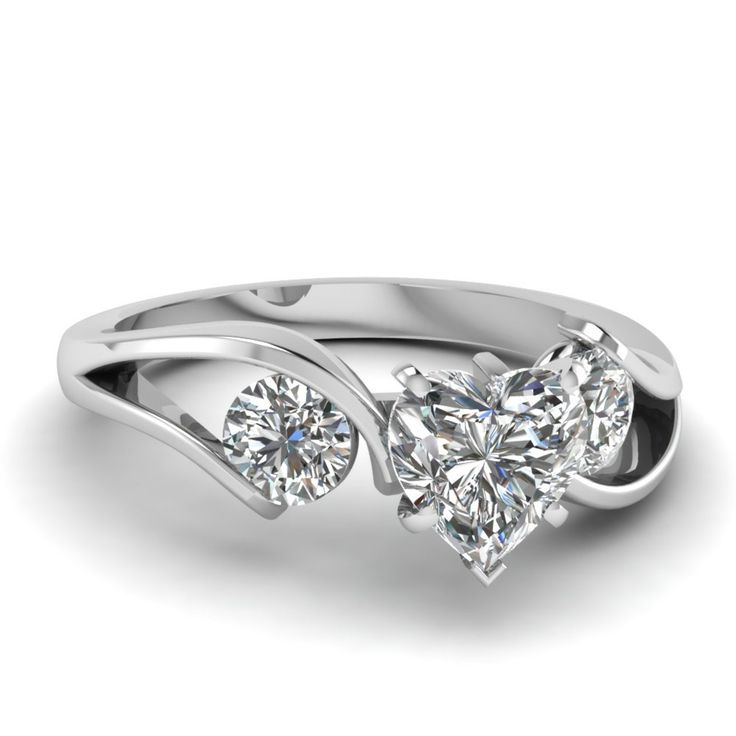 two stone heart shaped diamond ring in white gold