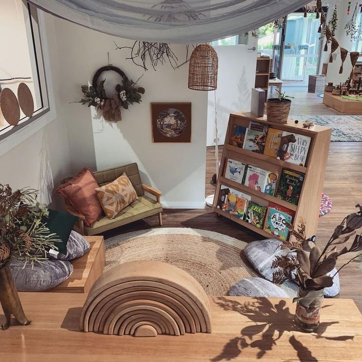 a living room filled with lots of furniture and decor