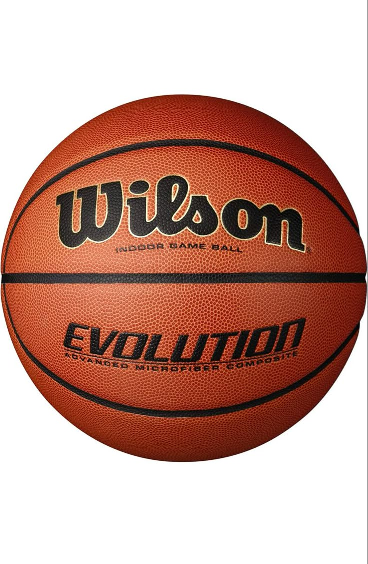 a basketball with the words wilson on it and an image of a basketball that says evolution