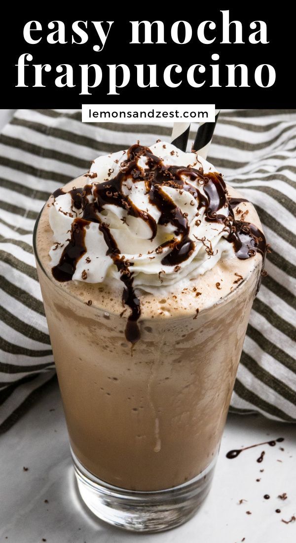 an iced drink with whipped cream and chocolate on top