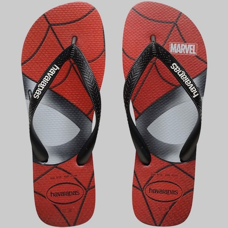 The Havaianas Spiderman Flip Flops In Strawberry. Features All Over Spiderman To The Soles, V-Shaped Strap, Toe Post Design, Flat Footbed, Textured Tread. Finished With The Havaiana Logo On The Straps. Upper Material - Rubber Sole Material - Rubber Spiderman Design Waterproof Branded Strap V-Shaped Toe Post Design Flat Footbed Textured Tread Fun Non-slip Round Toe Flip Flops, Sporty Non-slip Flip Flops, Sporty Non-slip Flip Flops With Round Toe, Red Non-slip Synthetic Flip Flops, Spiderman Design, Floral Flip Flops, Girls Flip Flops, Pink Flip Flops, Blue Flip Flops