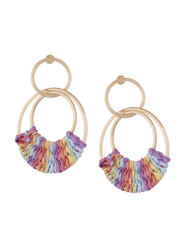 PRICES MAY VARY. BOHO RAFFIA CHARM: Elevate your style with these colorful raffia tassel earrings, embodying the spirit of bohemian chic with their vibrant color and fringe detail. ARTISANAL FLAIR: The meticulous hand-tied raffia tassels showcase intricate craftsmanship, adding an artisanal, textured look to these eye-catching hoops. HIGH QUALITY MATERIALS: These earrings are made with superior quality rattan and complemented by a lustrous gold-plated alloy, offering a supremely comfort and eleg Trendy Multicolor Earrings For Vacation, Bohemian Multicolor Earrings For Vacation, Multicolor Bohemian Hoop Earrings For Spring, Bohemian Multicolor Vacation Earrings, Rainbow Earrings For Spring, Multicolor Bohemian Earrings For The Beach, Bohemian Multicolor Earrings For Beach, Multicolor Beach Earrings For Spring, Multicolor Dangle Hoop Earrings For Spring