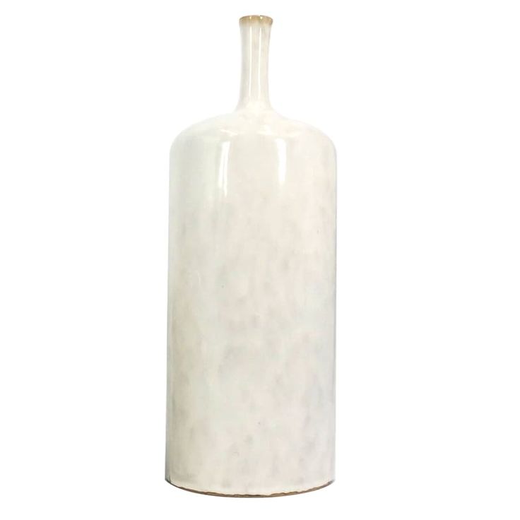 a white vase with a gold rim is shown on a white background and has a black handle