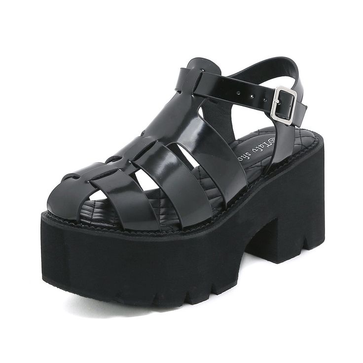 Material: Faux Leather 
Weight: 0.8KG 
Size: 35-43 
Heel Height: 8.5CM/3.35" 
Platform Height: 5CM/1.97" 
SKU:?SA67613 Thick High Heels, Goth Shoes, Simple Sandals, Elegant High Heels, Roman Sandals, Womens Sandals Summer, Goth Punk, Womens Slides, Platform High Heels