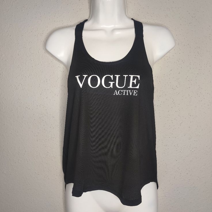 New Black Vogue Active Tank. High-Grade Fabric For Comfort And Breathability To Exercise And Move More Freely. 90% Polyester, 10% Spandex Size S Black Vogue, High Grade, New Black, Quick Dry, Vogue, Womens Tops, Black White, Spandex, Tank Tops