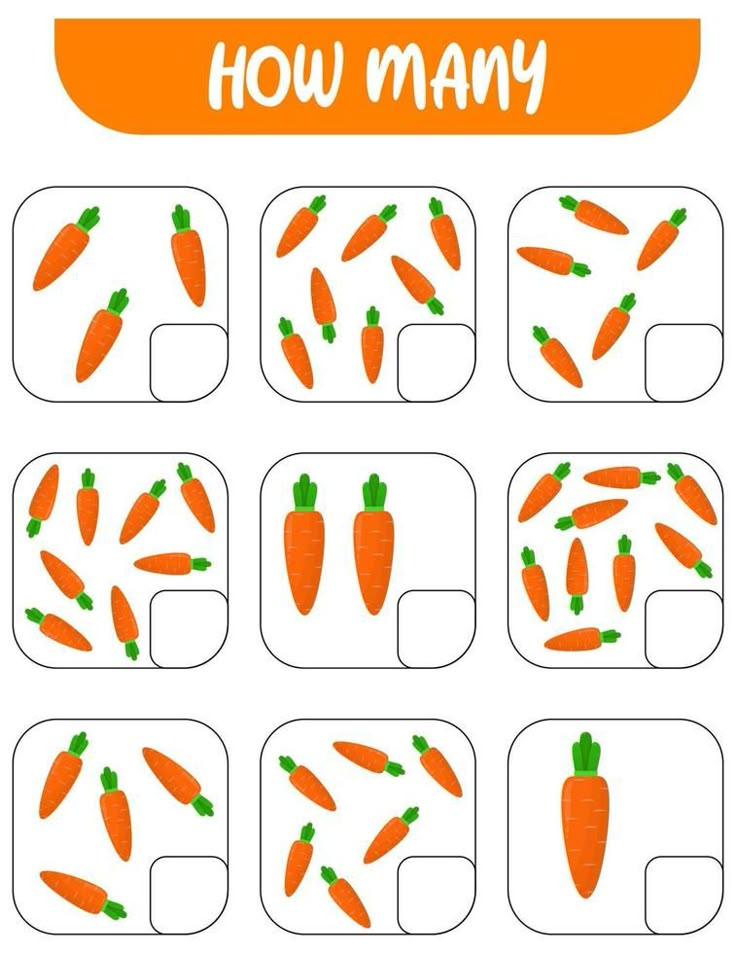 Count how many carrots. Write down the answer. Educational games for kids. Carrot Worksheet, Math Montessori, Diy Sensory Toys, Montessori Science, Creative Book Covers, Preschool Art Projects, Cooking Classes For Kids, English Activities For Kids, 2nd Grade Math Worksheets