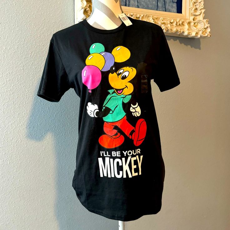 Size Small Mickey Mouse Shirt From The Disney Parks. Black Disney T-shirt For Disney Trips, Casual Black Shirt For Disney Trips, Black Mickey Mouse Shirt For Disney Fan Events, Black Shirt With Character Print For Disney Fan Events, Black Cartoon Print Shirt For Disney Fan Events, Black Shirt With Cartoon Print For Disney Fan Events, Fun Mickey Mouse Shirt For Disney Trips, Black Disney Short Sleeve Shirt, Black Disney Cotton Shirt