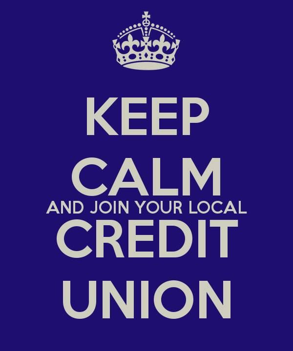 a blue poster with the words keep calm and join your local credit union on it