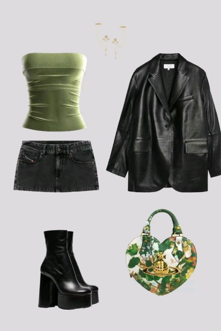 Party Outfit Two Piece, Cool Green Outfit, Party Outfit Inspiration Night Out, Charli Xcx Concert Outfit Ideas, Outfit To Go Out At Night, Outfits For Party Night Club, Cute Concert Fits, Outfits For The Club, Bar Outfits For Women