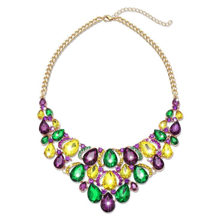 PRICES MAY VARY. Mardi Gras Necklace: Bring the excitement of Mardi Gras to your parades! You'll add razzle-dazzle to any Mardi Gras costume party or event when you show up wearing this shimmering Mardi Gras Accessory of sparkle teardrop crystal beaded necklace ! Or as Fat Tuesday photo booth props have a crazy carnival together at the Mardi Gras that act like you're on Bourbon Street, become the most dazzling person. Mardi Gras Crystal Necklace : Wear this bead necklace to a Mardi Gras party or Crystal Jeweled Necklaces For Celebration, Multicolor Jeweled Beaded Necklace For Party, Yellow Rhinestone Party Jewelry, Yellow Rhinestone Jewelry For Party, Party Necklaces With Round Jewels, Multicolor Rhinestone Necklace With Sparkling Stones For Party, Party Costume Jewelry Bib Necklace With Round Beads, Costume Jewelry Bib Necklace With Round Beads For Party, Yellow Jeweled Jewelry For Party