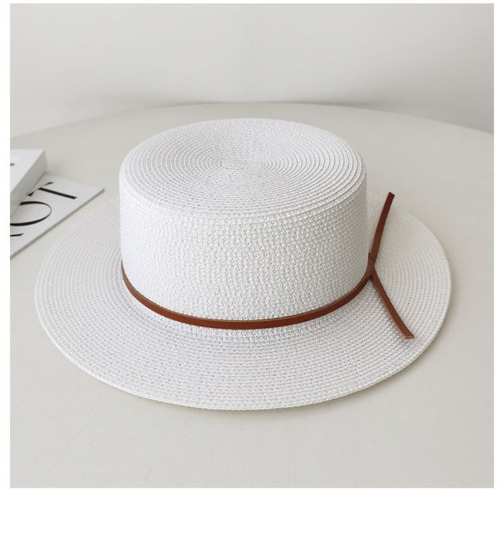 Sun Hat, Straw Hat, Flat Top Hat, Stiff Brim, Summer Hat, Beach Hat, Bolero Hat, Boater Hat, Straw French Hat, Wide Brim Hat, Jazz Hat - Etsy White Adjustable Fedora With Short Brim, Adjustable White Fedora With Short Brim, Adjustable White Fedora Straw Hat, White Fedora For Beach With Short Brim, White Beach Fedora With Short Brim, White Flat Brim Bucket Hat For Vacation, Casual White Hat Band For Beach, Casual White Hat Band For The Beach, Casual White Boater Hat With Flat Brim