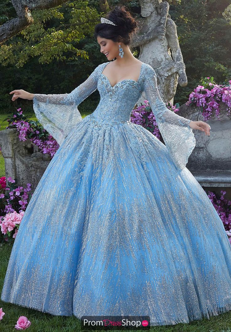 Vizcaya Dress 89268 | PromDressShop.com Turquoise Quinceanera Dresses, Quinceañera Dresses, Charro Quinceanera Dresses, Quinceñera Dresses, Long Sleeve Ball Gowns, Quince Dresses Red, Foto Fake, Pretty Quinceanera Dresses, Metallic Embroidery