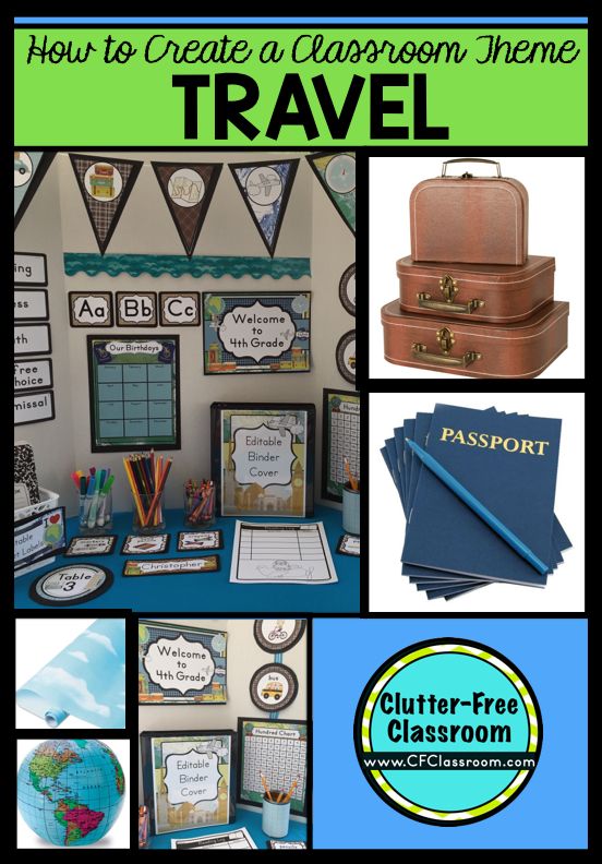 a collage of photos with the words how to create a classroom theme travel on it