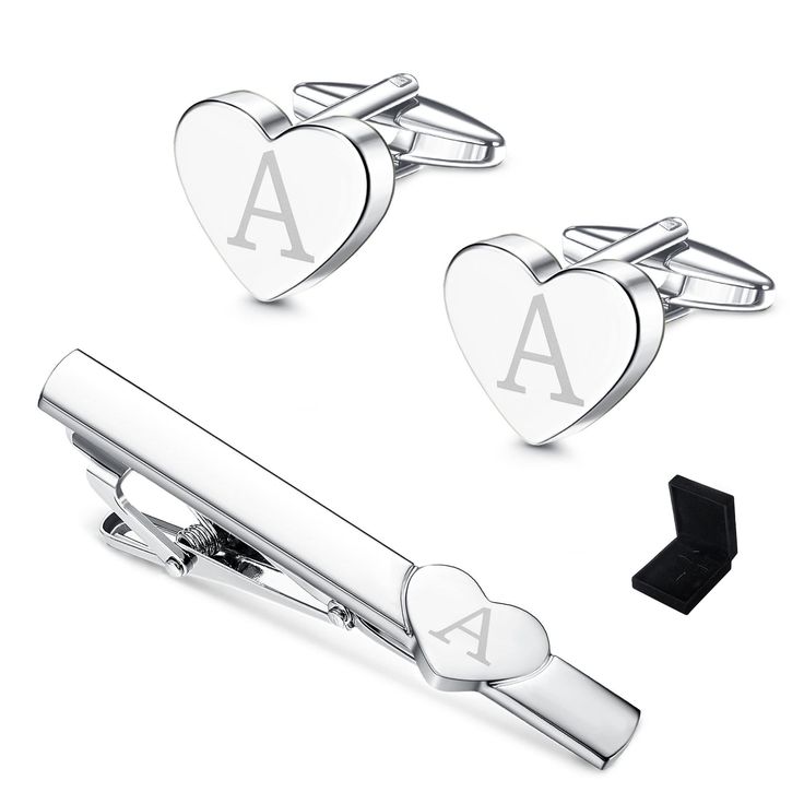 PRICES MAY VARY. Men Cufflinks and Tie Clip Sets: Cuff links/tie clip set includes 1 pair mens cufflinks & 1pc mens tie clip with gift box. Material: Copper cuff links and tie bar, solid and durable, longer service life. High polished surface, shiny and comfortable to wear. Gift: The heart knows what the heart wants! Initial cufflinks and tie clip are perfect for weddings, formal or business attire, awesome gifts for best man, groom, father, boss, boyfriend, husband or dad. Occasions: Engraved c Initial Cufflinks, Mens Cufflinks, Tie Bar Clip, Engraved Cufflinks, Mens Tie, Awesome Gifts, Copper Cuff, Man Set, Groomsmen Gift