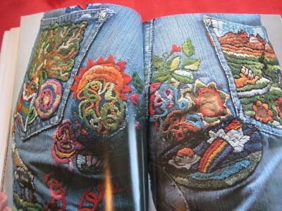 Vtg 60s 70s book AMERICAN DENIM blue jeans embroidery | #111107666 70s Embroidery, Clothing Diys, Vintage Clothing Store, Vintage Clothing Stores, Denim Ideas, Mod Style, American Denim, Embellished Jeans, Upcycled Denim