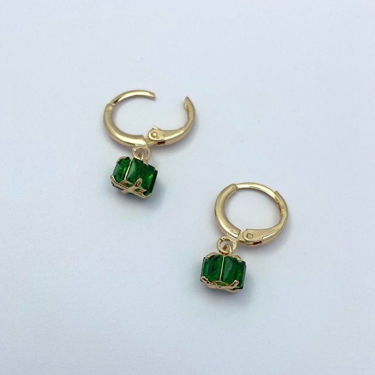 Gold Plated Faux Emerald Dangle Drop Earrings for Women - Etsy Green Crystal Metal Earrings, Green Metal Clip-on Earrings, Trendy Green Crystal Earrings For Gift, Green Metal Earrings For Formal Occasions, Green Metal Dangle Earrings, Elegant Green Nickel-free Clip-on Earrings, Green Metal Clip-on Earrings For Gift, Elegant Green Hoop Earrings Pierced, Elegant Green Pierced Hoop Earrings