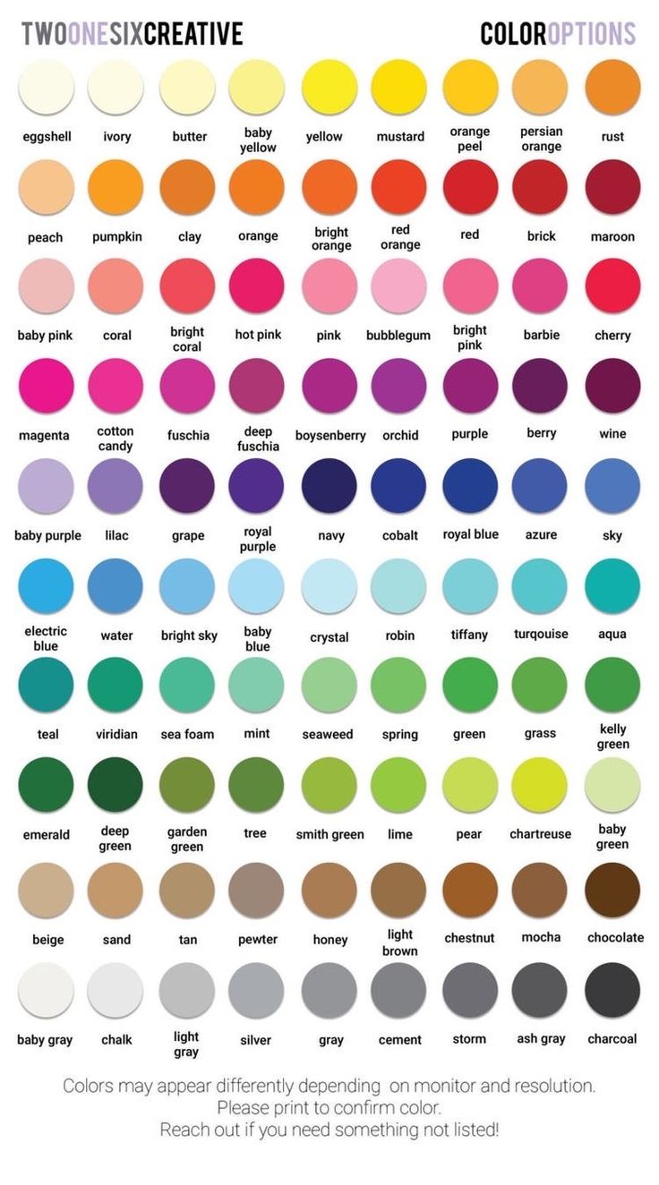 the color chart for two different colors