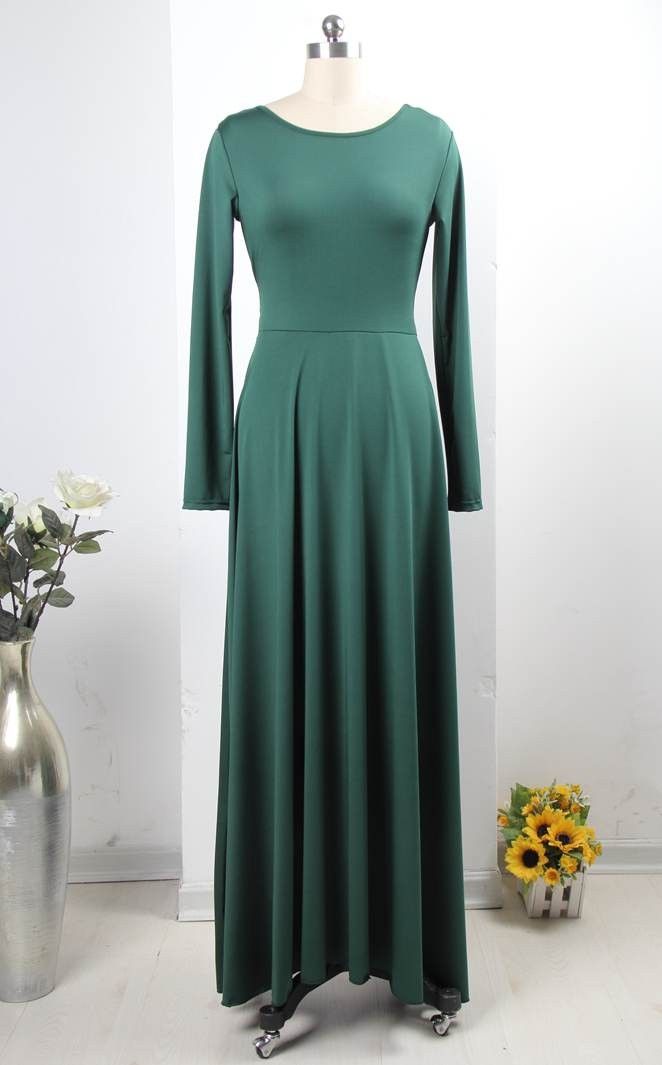 Sexy Long Sleeves V Back Backless Ankle Length Dress With Bow on Luulla Green A-line Maxi Dress For Night Out, Stretch Long Sleeve Solid Color Maxi Dress, Green Solid Color Party Maxi Dress, Green Non-stretch Maxi Dress For Party, Stretch Solid Color Maxi Dress For Fall, Fall Solid Color Stretch Maxi Dress, Floor-length Evening Maxi Dress, Green Maxi Dress For Party, Long Solid Stretch Dress