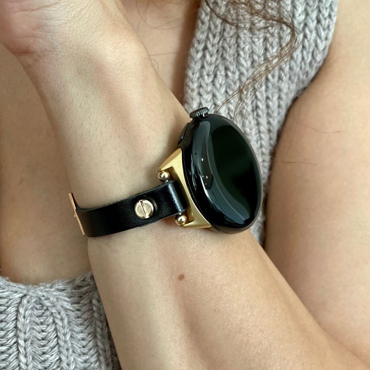 Google Pixel Watch Band Slim Black Genuine Leather, Google Pixel Watch Bracelet, Google Pixel Watch Strap, Women Wear Minimalist Jewelry Trendy Everyday Watches With Leather Strap, Minimalist Gold Watch With Adjustable Fit, Minimalist Adjustable Gold Watches, Everyday Watches With Bracelet Strap, Everyday Round Watches With Bracelet Strap, Trendy Adjustable Formal Watches, Trendy Leather Strap Watch Accessories, Minimalist Everyday Watch With Adjustable Fit, Trendy Black Everyday Watch