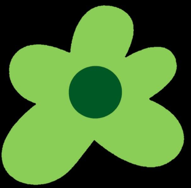 a green flower on a black background with the word's logo in the center