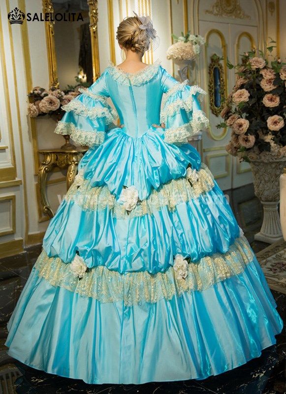 Blue Rococo Marie Antoinette Ball Gown Dress for Women Condition: Brand NewColor: BlueMaterial: Thick Satin and LaceOccasion: Party, Wedding, Events, Photo shoot or ShowsSleeve Length: Long SleevesCollar: Square Collar Includes: DressStyle: This dress is perfect for civil war,victorian,medieval,regency,renaissance, wedding, cosplay, themed party, photograph, stage performance, etc Package Includes: One Rococo Marie Antoinette Dress The length of skirt about 45 inches (114 cm) long from waist to Dresses 18th Century, Masquerade Prom Dress, Masquerade Party Dresses, Period Dresses, Masquerade Prom, Costume Masquerade, Baroque Dress, Tudor Dress, Loose Summer Dress