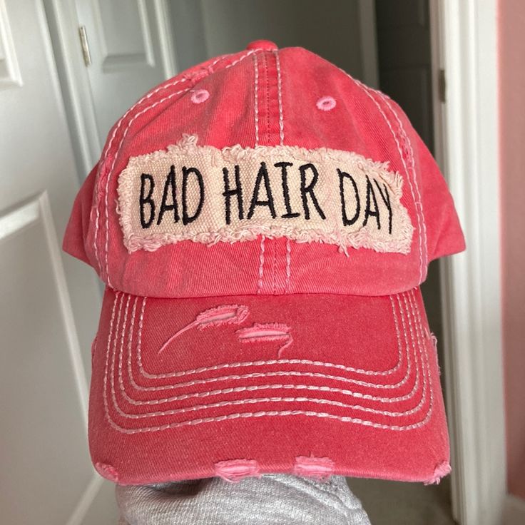 Pink Hat. Never Worn. Style Is Ripped. Bad Hair Day Distressed Summer Hat, One Size Fits Most, Distressed Summer Hat One Size, Spring Adjustable Distressed Hats, Trendy Distressed Adjustable Hat, Trendy Adjustable Distressed Hat, Distressed Summer Hat, Spring Distressed Adjustable Hat, Trendy Distressed Baseball Cap, Trendy Distressed Visor Hat