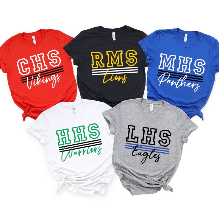 Custom school spirt design with personalized mascot and colors - Wear as a group - Great to show support for school events and game days! Need baby and/or toddler tees? Order those here - https://www.etsy.com/listing/1457631560/baby-and-toddler-t-shirts-jade-harlow P R E M I U M ** U N I S E X ** T E E**   ** Premium quality, soft tees ** True to size, order up for a looser fit **Refer to the size chart for exact sizing - Measure your favorite tee and compare it to the size chart, then order the Cheap School Spirit Shirt With Funny Print, Cheap School Spirit Shirt For School Events, Customizable Sublimation Design For School Spirit Sports, Customizable Sublimation Design For School Sports, School Spirit Tops With Name Print For School Events, Pre-shrunk T-shirt For School Team Spirit, School Sports Fan T-shirt With Team Name, Sports Fan T-shirt With Team Name For School, Sporty School T-shirt With Name Print