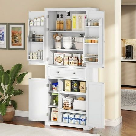 an open cabinet in the middle of a living room