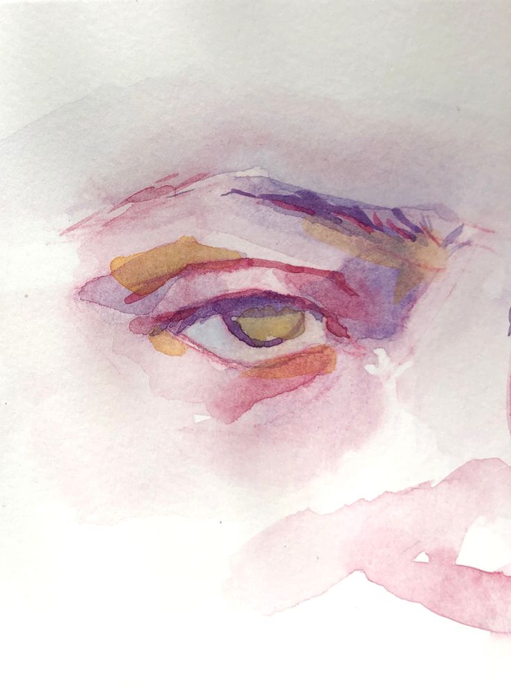 a watercolor painting of an eye with different colors