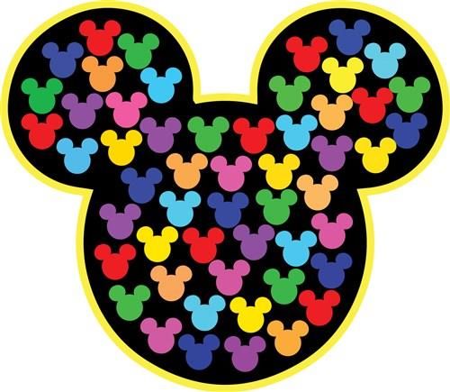 a mickey mouse head with many colors on it