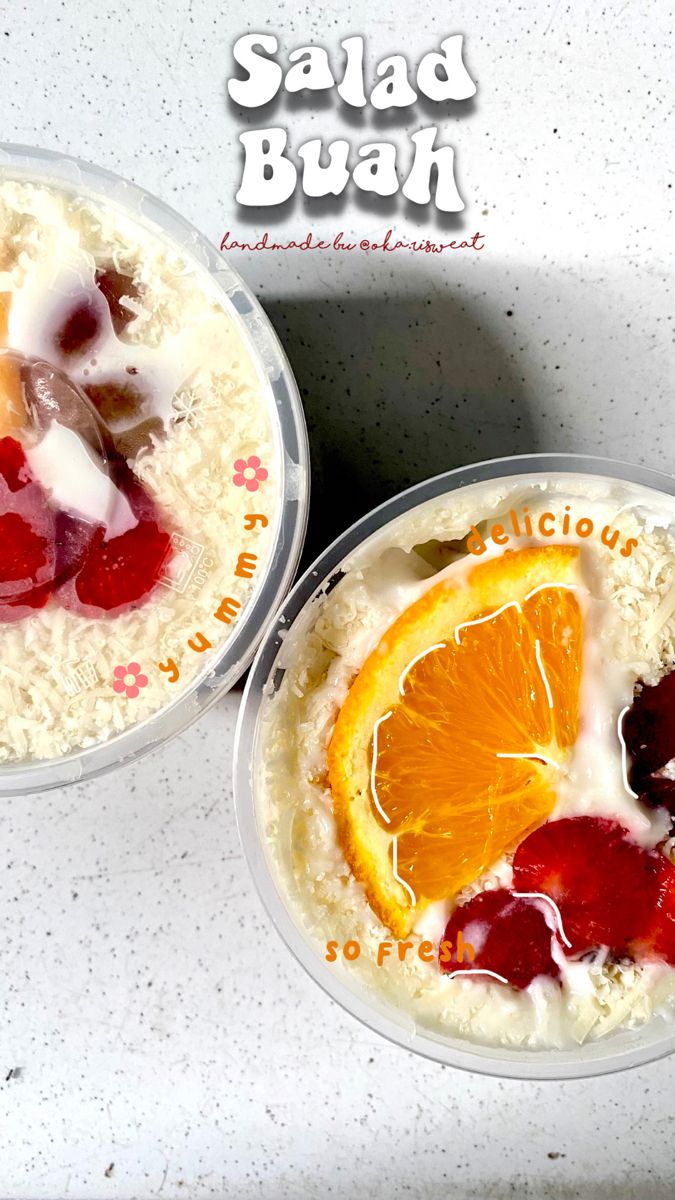 two bowls filled with oatmeal topped with fruit