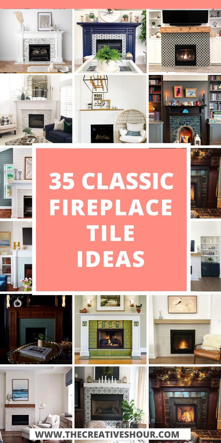 fireplaces with different styles and colors are featured in this collage for the creative house