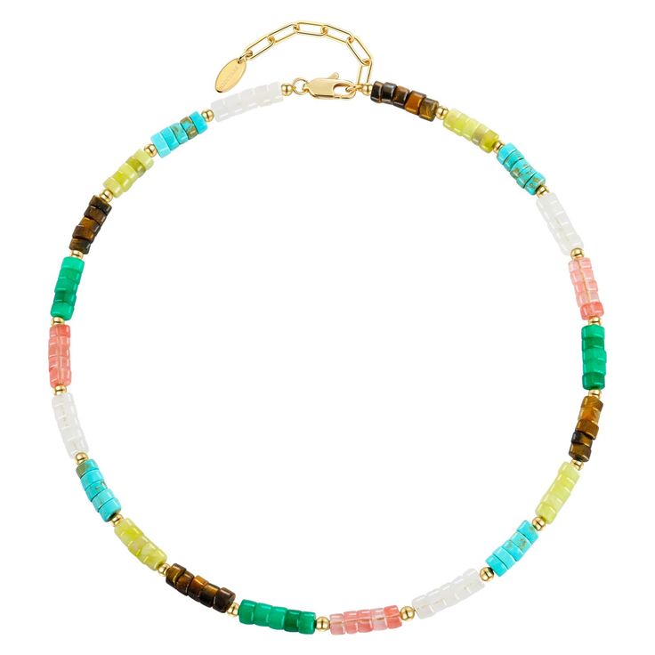 PRICES MAY VARY. ❤: Boho Choker Necklace : Elevate your style with gemstones that enchant. Choose from exquisite options like malachite, amazonite, tiger eye, turquoise, black turquoise, colored gemstones, and more. Our collection embodies the essence of nature's beauty. ❤: Beaded Necklace for Women : Accentuating the beauty of gemstones are our metal spacer beads, meticulously designed to complement and enhance the overall elegance of the choker. Our brass rectangle paperclip link extended chai Multicolor Gemstone Beads Jewelry For Beach, Multicolor Gemstone Beads Beach Jewelry, Green Beaded Necklaces For Vacation, Colorful Green Beaded Necklaces For Vacation, Green Beaded Necklace For Vacation, Multicolor Beaded Jewelry For Beach, Multicolor Gemstone Beads Necklaces For The Beach, Colorful Round Bead Jewelry For Vacation, Multicolor Gemstone Beads For Beach