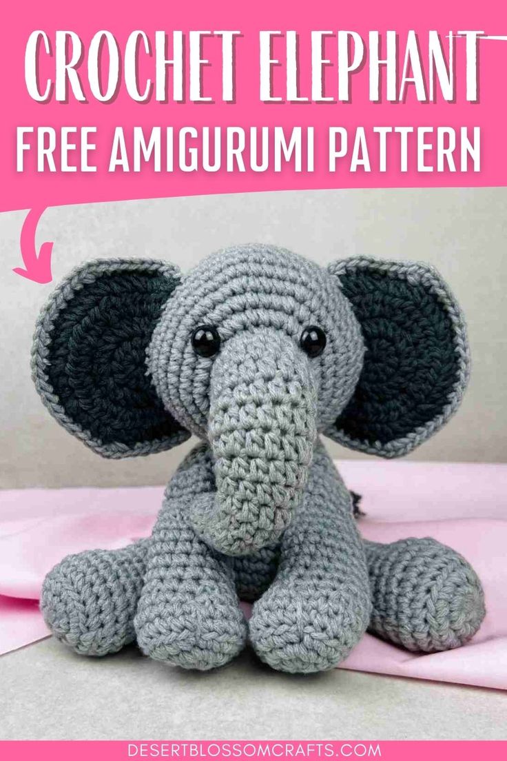 crochet elephant Crochet Elephant Pattern Free, Crochet Elephant Pattern, Crochet Toys Free Patterns, Crochet Toys Free, Easy Crochet Animals, Crochet Baby Toys, Crochet Animals Free Patterns, Amigurumi Elephant, Crochet Gift